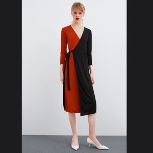 🏷NWT Zara Color Block Wrap Dress S